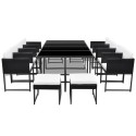 33 Piece Outdoor Dining Set Black Poly Rattan