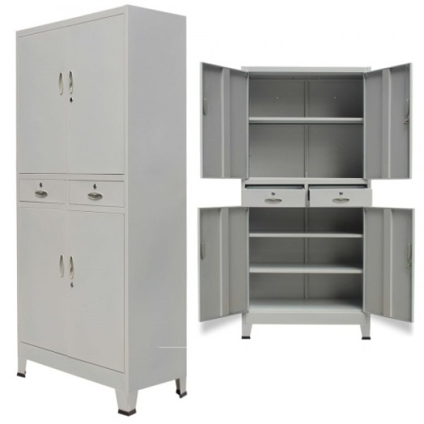 Office Cabinet with 4 Doors Steel 35.4"x15.7"x70.9" Gray