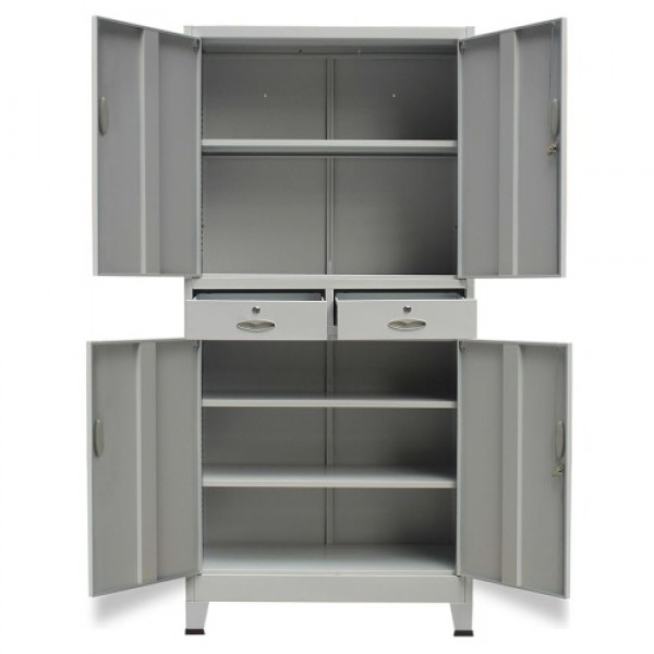 Office Cabinet with 4 Doors Steel 35.4"x15.7"x70.9" Gray