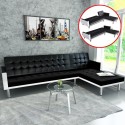 L-shaped sofa bed in Black Faux Leather