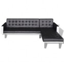 L-shaped sofa bed in Black Faux Leather