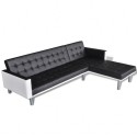 L-shaped sofa bed in Black Faux Leather