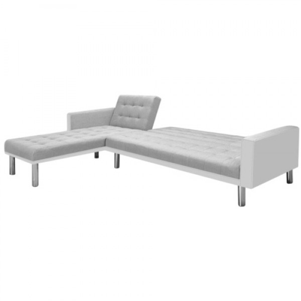  Corner sofa fabric 218 x 155 x 69 cm White and gray