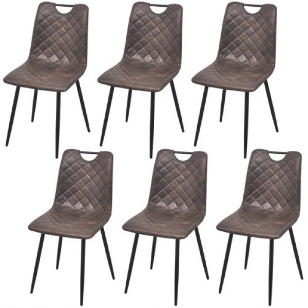 Dining Chairs 6 pcs Dark Brown Artificial Leather