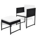 21 Piece Outdoor Dining Set Black Poly Rattan