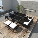 21 Piece Outdoor Dining Set Black Poly Rattan