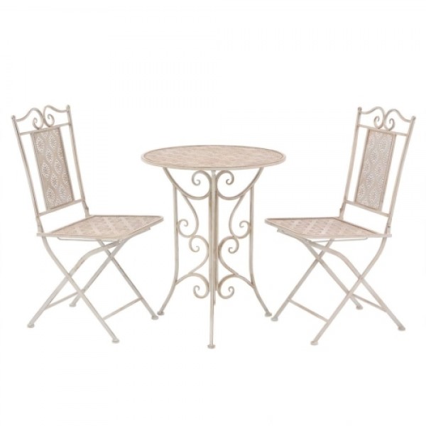 Three Piece Bistro Set Steel White