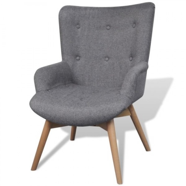 Armchair with footstool gray fabric