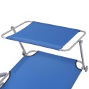 Outdoor Sun Lounger with Canopy Blue Steel 58x189x27 cm