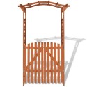 Garden Arch with Gate Solid Wood 120x60x205 cm