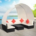 34 Piece Outdoor Lounge Set with Canopies Poly Rattan Black