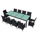 21 Piece Outdoor Dining Set Poly Rattan Black