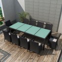 21 Piece Outdoor Dining Set Poly Rattan Black