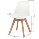 Dining chairs 4 units white artificial leather and wood