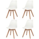 Dining chairs 4 units white artificial leather and wood