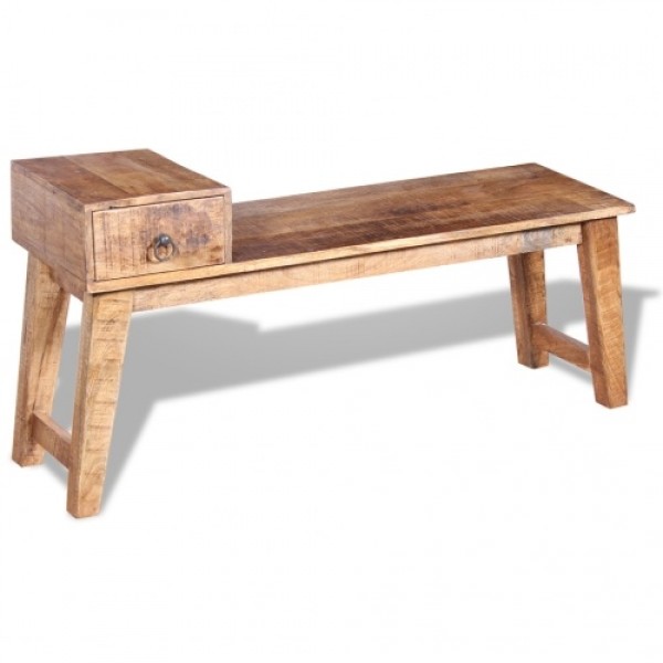 Bench with Solid Wood Mango Drawer 120x36x60 cm