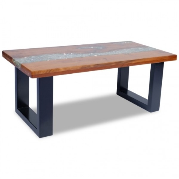  Solid and Resin Teak Wood Coffee Table 100x50 cm