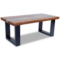  Solid and Resin Teak Wood Coffee Table 100x50 cm