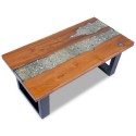  Solid and Resin Teak Wood Coffee Table 100x50 cm