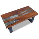  Solid and Resin Teak Wood Coffee Table 100x50 cm