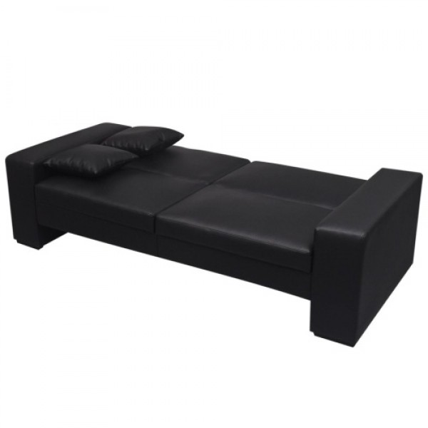 Sofa bed Black synthetic leather