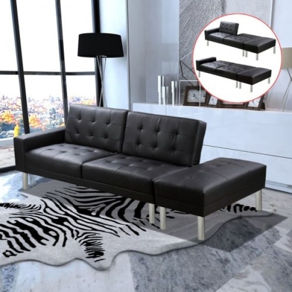 Sofa bed imitation leather black