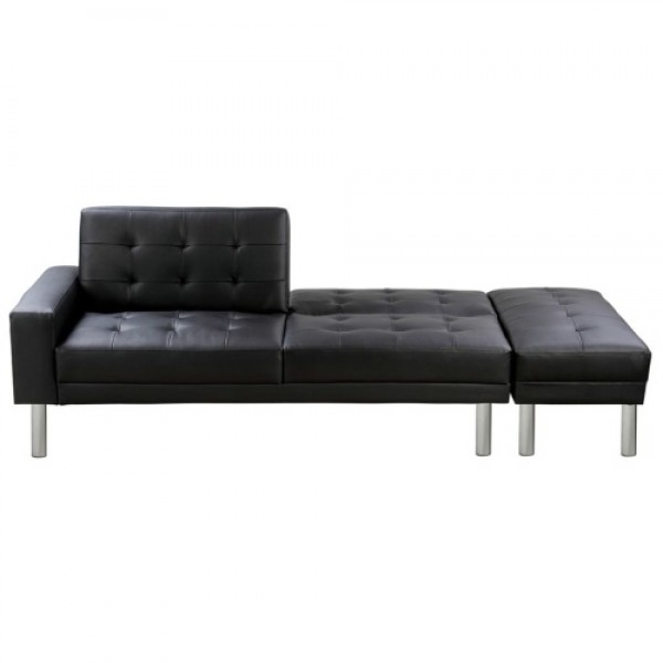 Sofa bed imitation leather black