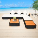 16 Piece Garden Sofa Set Poly Rattan Polywood/WPC Top Black