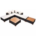 16 Piece Garden Sofa Set Poly Rattan Polywood/WPC Top Black