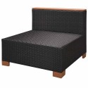 16 Piece Garden Sofa Set Poly Rattan Polywood/WPC Top Black