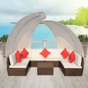 34 Piece Outdoor Lounge Set with Canopies Poly Rattan Brown