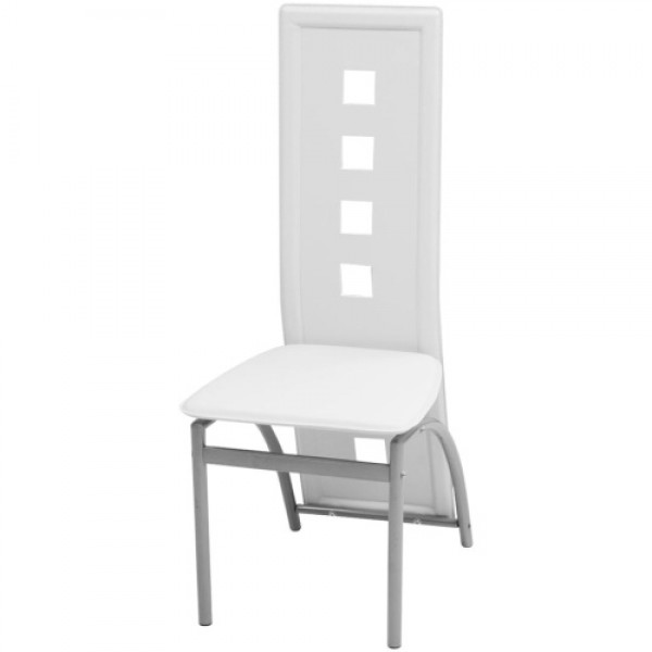 Dining chairs 2 units white artificial leather