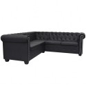 5-seater Chersterfield sofa Black Artificial Leather