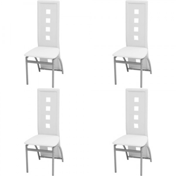 Dining chairs 4 units white artificial leather