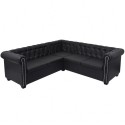 5-seater Chersterfield sofa Black Artificial Leather