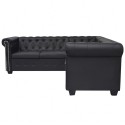 5-seater Chersterfield sofa Black Artificial Leather