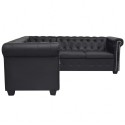 5-seater Chersterfield sofa Black Artificial Leather