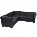 5-seater Chersterfield sofa Black Artificial Leather