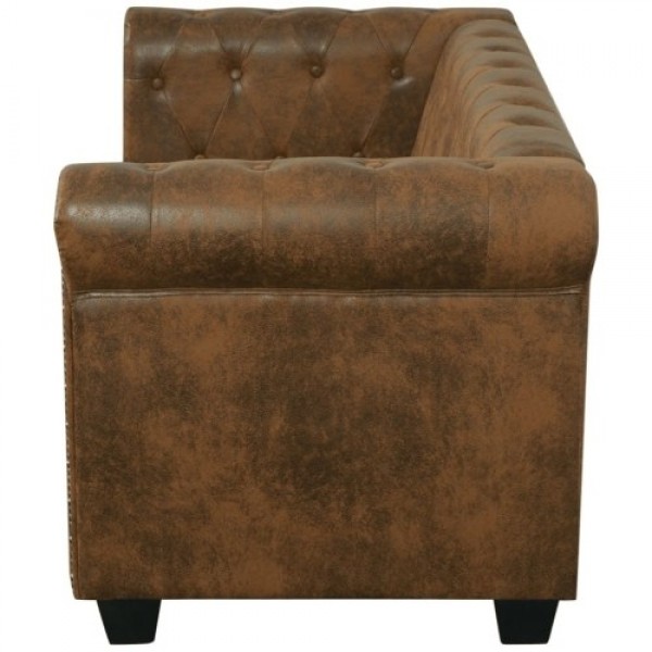 2-seater Chersterfield sofa Brown Artificial Leather