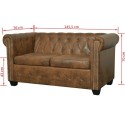 2-seater Chersterfield sofa Brown Artificial Leather