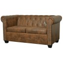 2-seater Chersterfield sofa Brown Artificial Leather