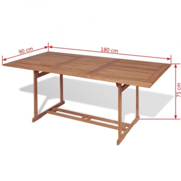 Outdoor Dining Table Rectangular 180x90x75 cm Teak