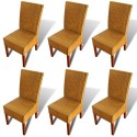 6 Pcs Brown Rattan Dining Room Chairs