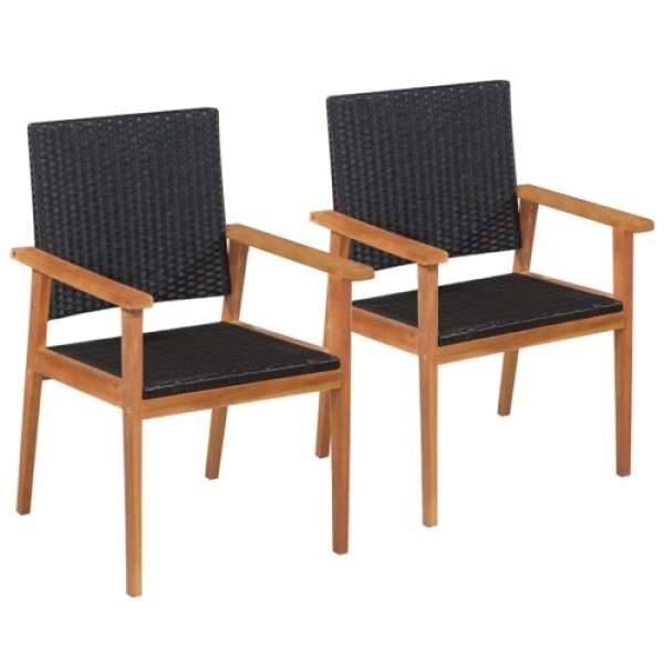 2 pcs Outdoor Classical Poly Rattan Chairs