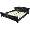 Double bed with mattress imitation leather black 180 x 200 cm