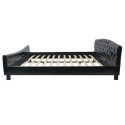 Double bed with mattress imitation leather black 180 x 200 cm