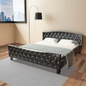 Double bed with mattress imitation leather black 180 x 200 cm