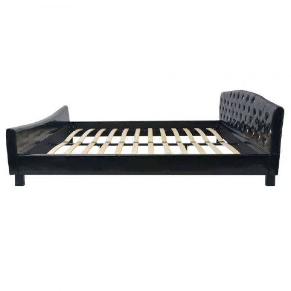 Bed frame imitation leather 180 x 200 cm black