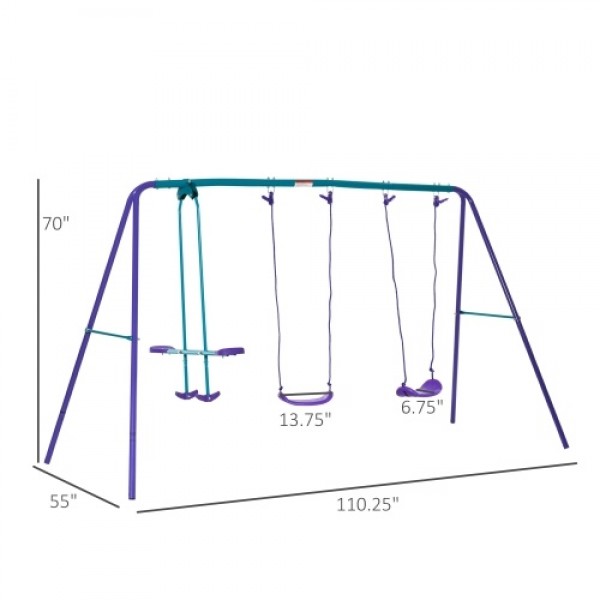 Children's Playground Set, Adjustable Ropes and Metal Frame for Stability