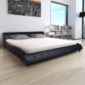 Bed &amp; Memory foam mattress imitation leather 180 cm Black